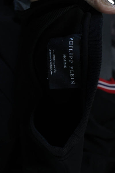 Phillip Plein Mens Pullover Sweatshirt Black 100% Cotton Graphic Size XL