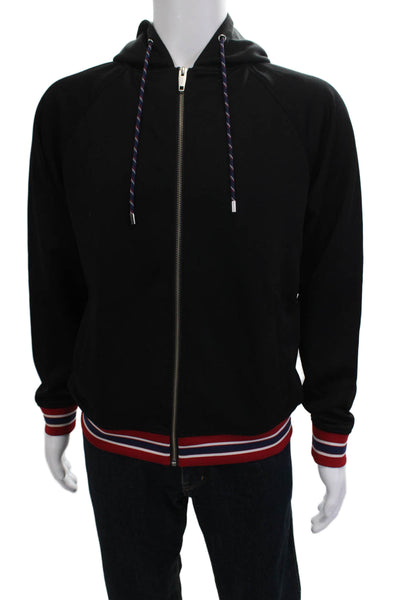 Sport The Kooples Mens Full-zip Hoodie Black Drawstring Size L