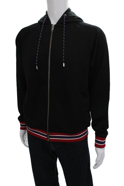 Sport The Kooples Mens Full-zip Hoodie Black Drawstring Size L