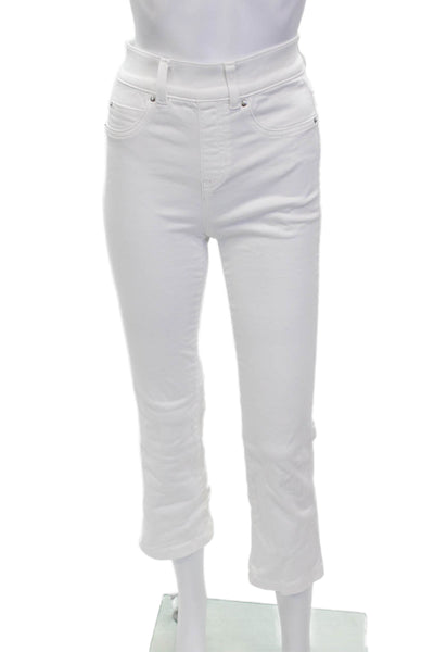 Spanx Women Cropped High Rise Pants White Button Size 24