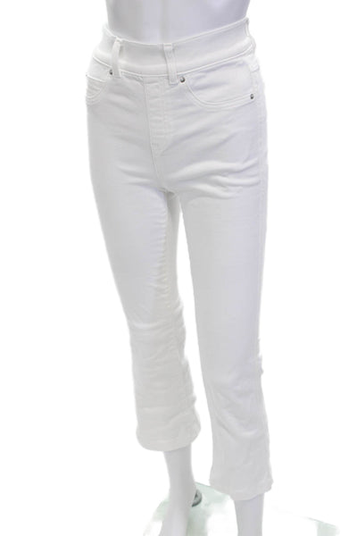 Spanx Women Cropped High Rise Pants White Button Size 24