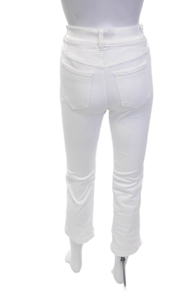 Spanx Women Cropped High Rise Pants White Button Size 24