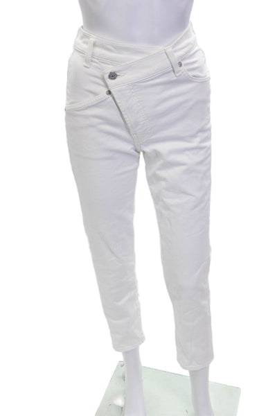 7 For All Mankind Womens Ankle Cropped White Jeans Size 23