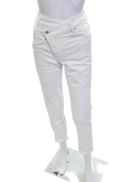 7 For All Mankind Womens Ankle Cropped White Jeans Size 23