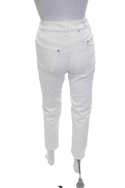 7 For All Mankind Womens Ankle Cropped White Jeans Size 23