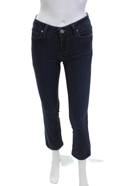 Paige Womens Cropped Skinny Jeans Dark Blue Mid Rise Petite Size 23