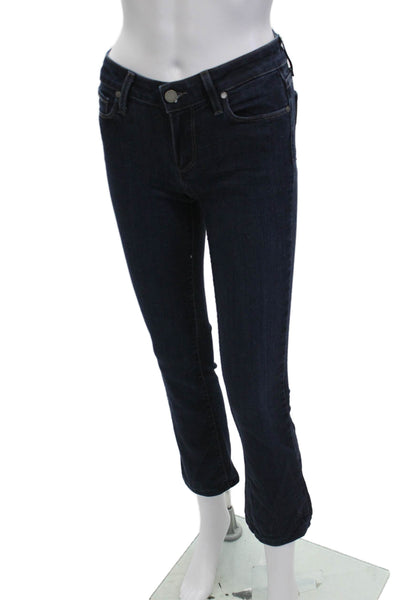 Paige Womens Cropped Skinny Jeans Dark Blue Mid Rise Petite Size 23