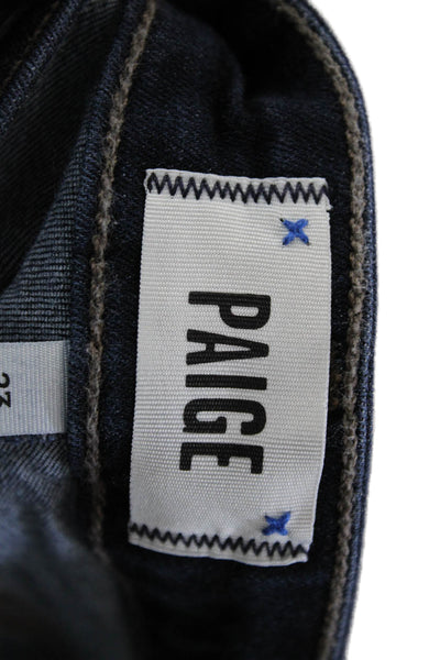 Paige Womens Cropped Skinny Jeans Dark Blue Mid Rise Petite Size 23