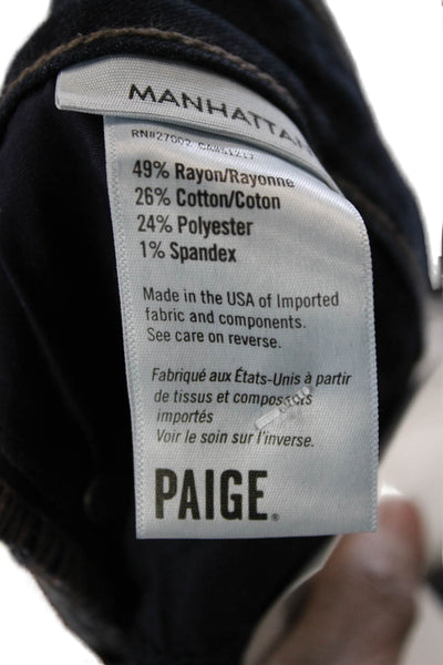 Paige Womens Cropped Skinny Jeans Dark Blue Mid Rise Petite Size 23