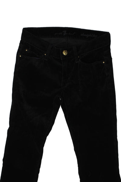 7 For All Mankind Women Black Button Pants 98% Cotton 2% Poly Size 25