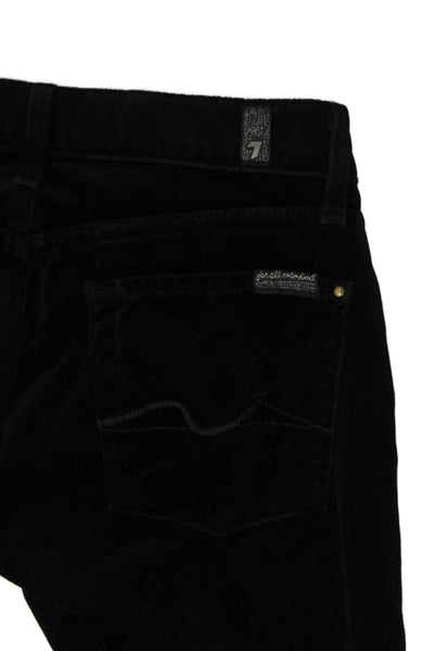 7 For All Mankind Women Black Button Pants 98% Cotton 2% Poly Size 25