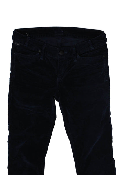 Citizens of Humanity Unisex Pants Dark Blue Polyester Blend Button Size 25