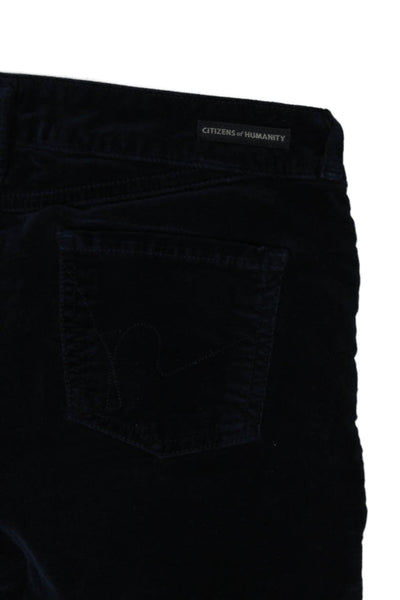 Citizens of Humanity Unisex Pants Dark Blue Polyester Blend Button Size 25
