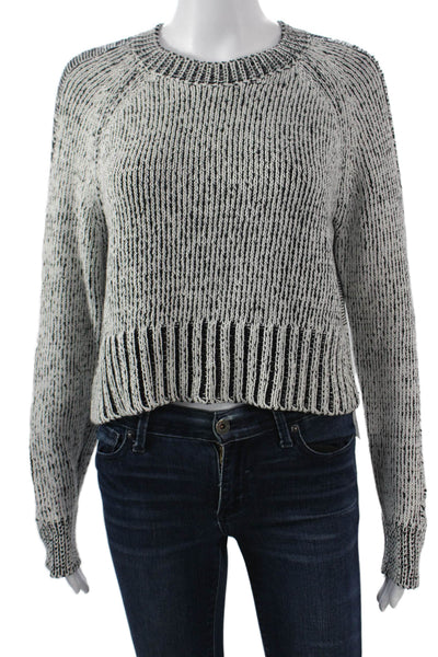 The Range Unisex Black Cotton Striped Crew Neck Pullover Sweater 90s Size XS