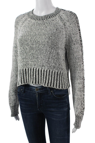 The Range Unisex Black Cotton Striped Crew Neck Pullover Sweater 90s Size XS
