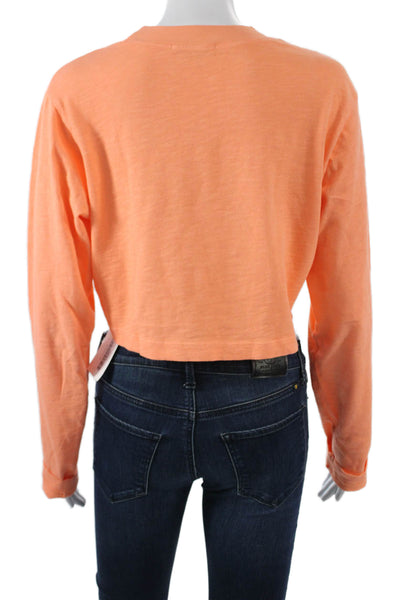 Cotton Citizen Women Cropped Orange Cotton Long Sleeve T-Shirt Size XS
