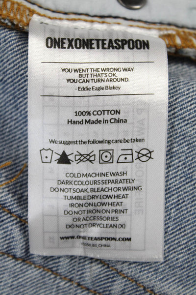 One X One Teaspoon Unisex Light Blue Beach Shorts 100% Cotton Size 24