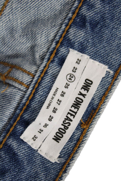 One X One Teaspoon Unisex Light Blue Beach Shorts 100% Cotton Size 24