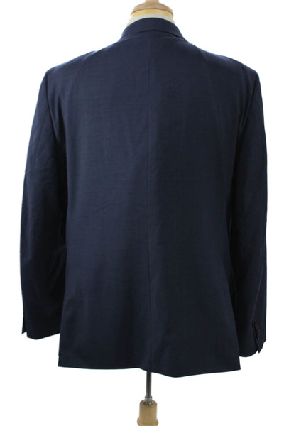 Tommy Hilfiger Mens Dark Blue Collared Button Suit Jacket Wool Blend Size 46