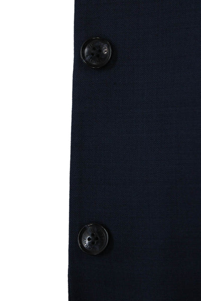 Tommy Hilfiger Mens Dark Blue Collared Button Suit Jacket Wool Blend Size 46