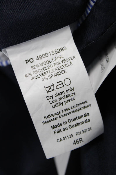 Tommy Hilfiger Mens Dark Blue Collared Button Suit Jacket Wool Blend Size 46