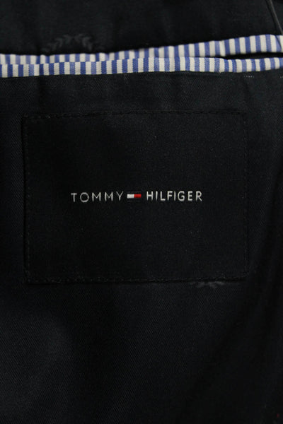 Tommy Hilfiger Mens Dark Blue Collared Button Suit Jacket Wool Blend Size 46
