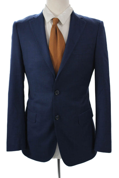 Tiglio Mens Wool 2 Piece Suit Jacket Dark Blue Collared Button Size 40