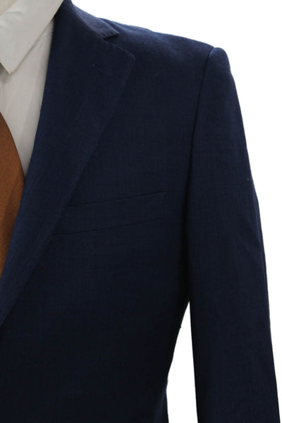 Tiglio Mens Wool 2 Piece Suit Jacket Dark Blue Collared Button Size 40