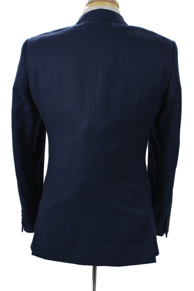 Tiglio Mens Wool 2 Piece Suit Jacket Dark Blue Collared Button Size 40