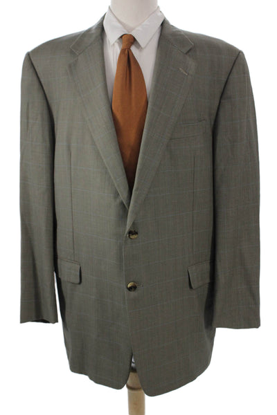 Hickey Freeman Mens Suit Jacket Gray 100% Wool Check Button Size 40