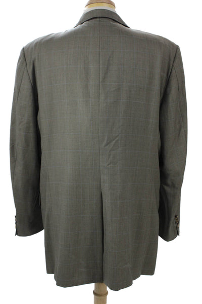 Hickey Freeman Mens Suit Jacket Gray 100% Wool Check Button Size 40