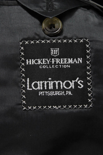 Hickey Freeman Mens Suit Jacket Gray 100% Wool Check Button Size 40