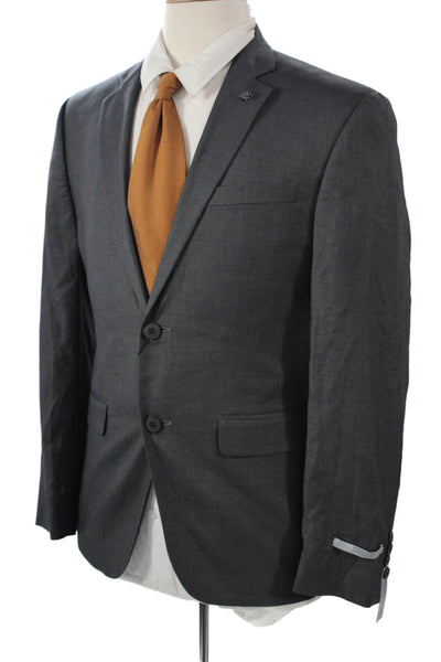 Perry Ellis Mens 2 Piece Dark Gray Suit Jacket Collared Rayon Blend Size 36