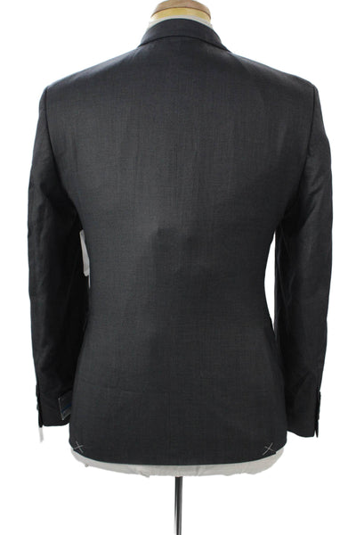 Perry Ellis Mens 2 Piece Dark Gray Suit Jacket Collared Rayon Blend Size 36