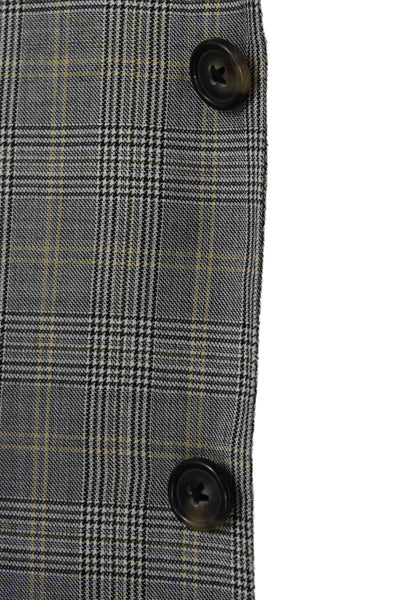 Brooks Brothers Mens Wool Plaid Suit Jacket Gray Button Collared Size 50