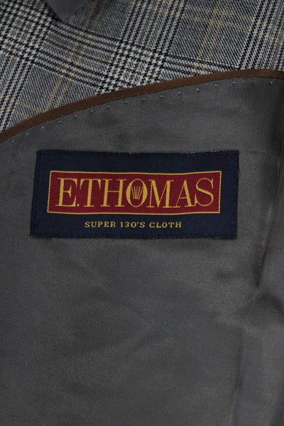 Brooks Brothers Mens Wool Plaid Suit Jacket Gray Button Collared Size 50