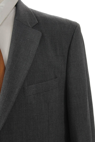 Nautica Mens Gray Solid Collared Button Suit Jacket Size 40