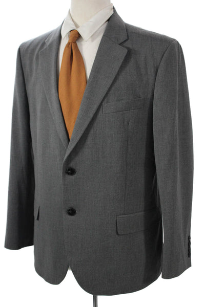 Nautica Mens Gray Solid Collared Button Suit Jacket Size 40
