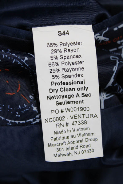 Nautica Mens Gray Solid Collared Button Suit Jacket Size 40