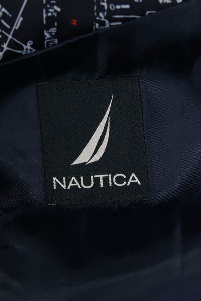 Nautica Mens Gray Solid Collared Button Suit Jacket Size 40