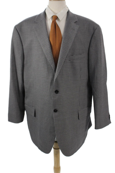 Kenneth Cole Mens Gray Wool Check Collared Button Blazer Classic Fall Size 52
