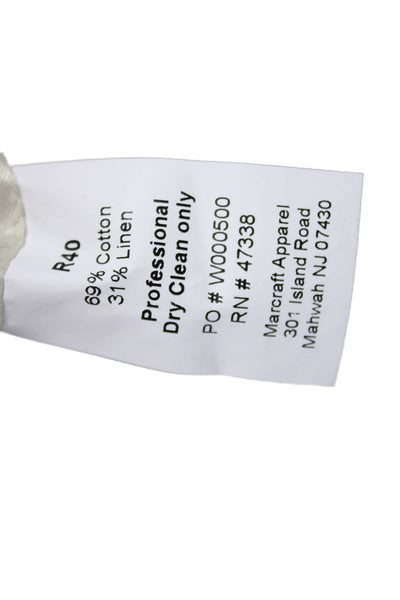 Tommy Hilfiger Mens Beige Cotton Linen Blazer Button Collared Size 40