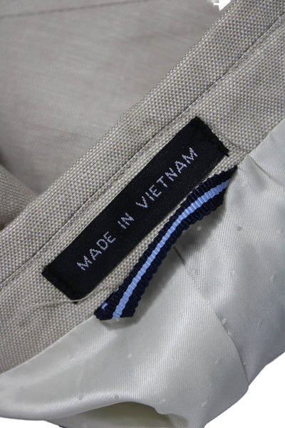 Tommy Hilfiger Mens Beige Cotton Linen Blazer Button Collared Size 40