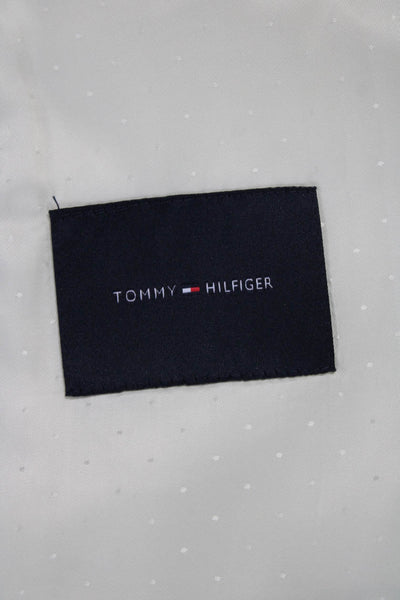 Tommy Hilfiger Mens Beige Cotton Linen Blazer Button Collared Size 40