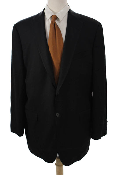 Joseph Abboud Mens 2 Piece Suit Jacket Black Wool Solid Button Size 44