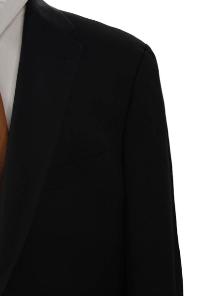 Joseph Abboud Mens 2 Piece Suit Jacket Black Wool Solid Button Size 44