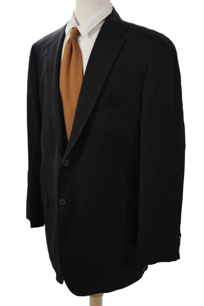 Joseph Abboud Mens 2 Piece Suit Jacket Black Wool Solid Button Size 44