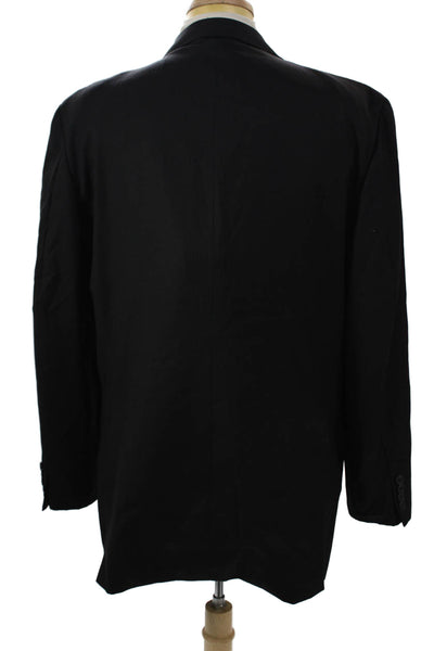 Joseph Abboud Mens 2 Piece Suit Jacket Black Wool Solid Button Size 44