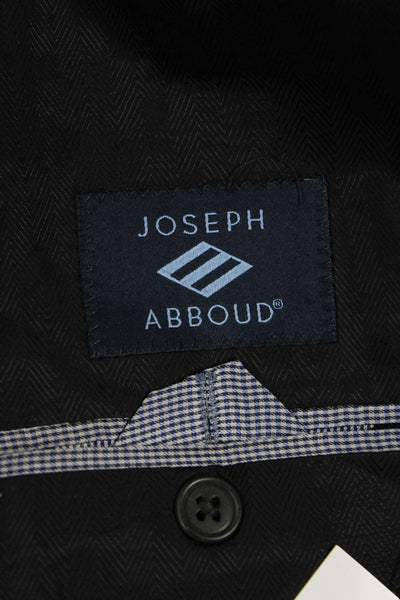 Joseph Abboud Mens 2 Piece Suit Jacket Black Wool Solid Button Size 44