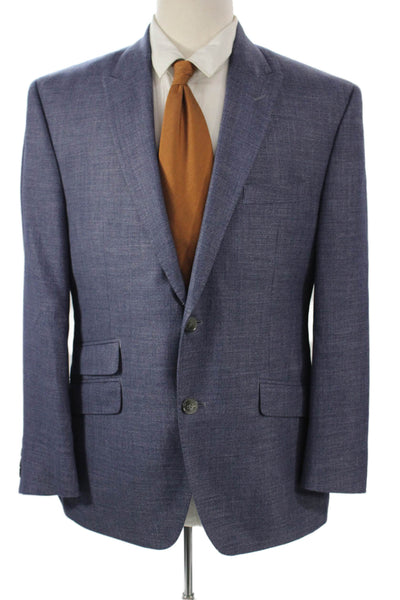 Perry Ellis Mens Suit Jacket Blue Wool Blend Button Solid Size 40